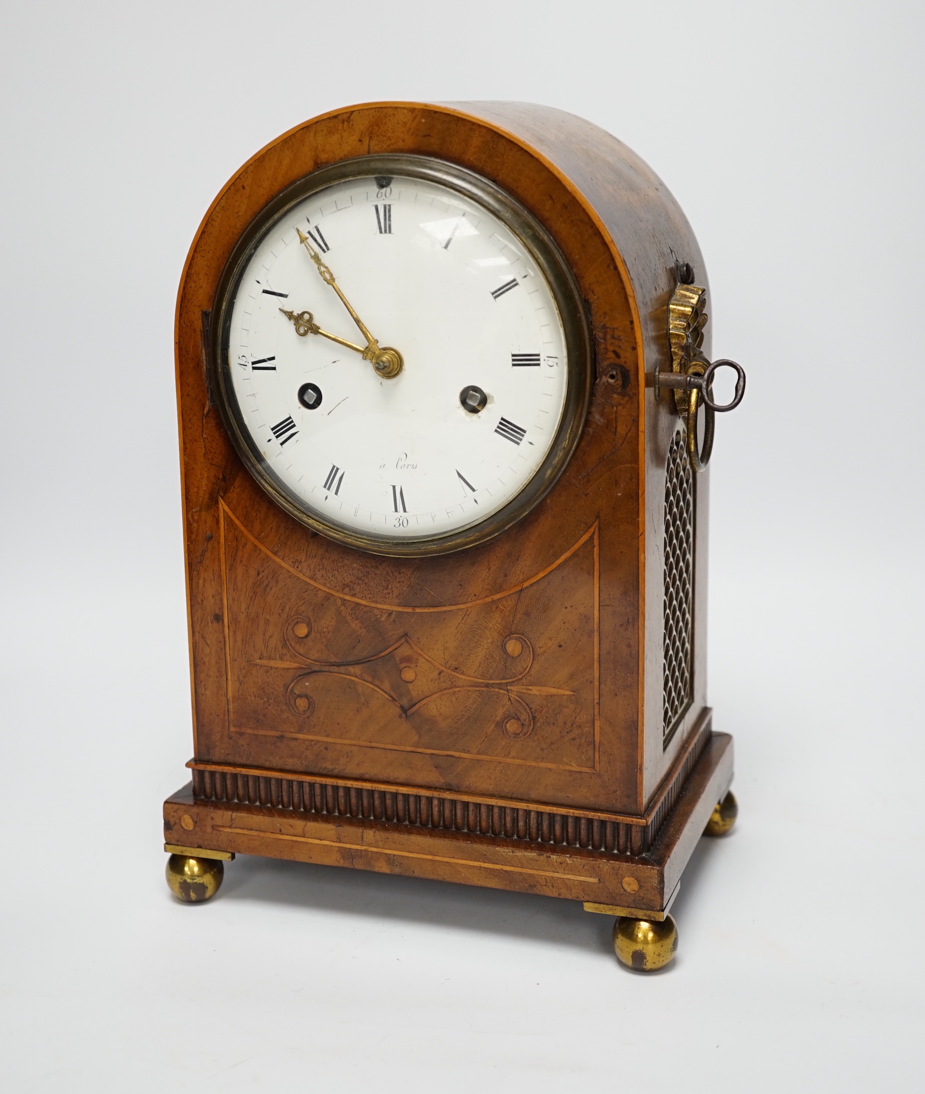 A 19th century French mahogany mantel clock, 28.5cm